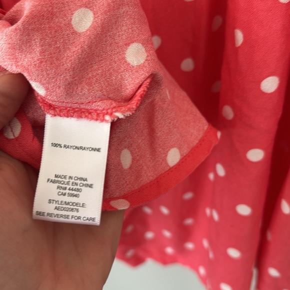 AFRM Long Sleeve Smocked Waist Polka Dot Mini Dress - Picture 6 of 7